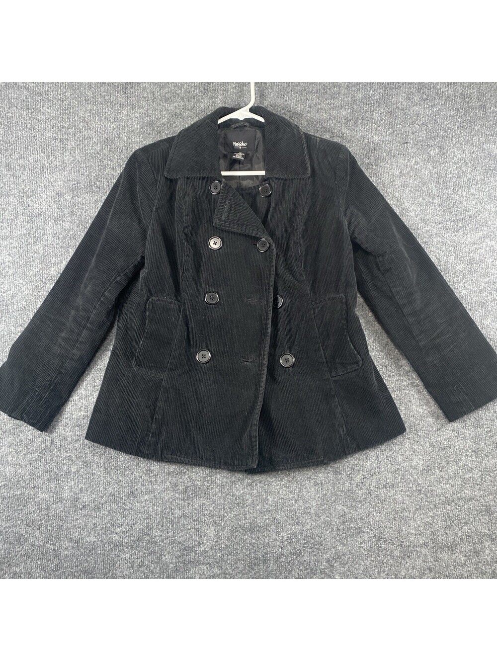 Mossimo Utility Black Jacket Sz M Corduroy Y2K Double Breasted Chore Coat